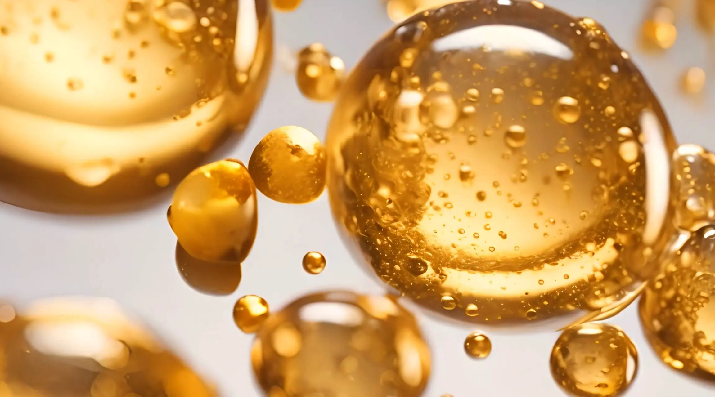 Rich Golden Oil Liquid Bubbles